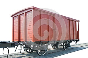 Old red train wagon,