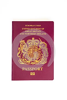 An old red type United Kingdom  passport