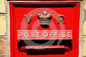 Old red Victorian post box.