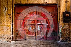 Old red wood gate