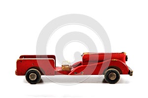 Old red wooden car toy