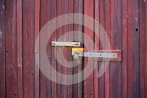 Old red wooden door