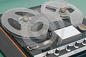 Old reel tape recorder of the late seventies.