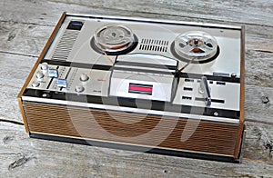 Old reel to reel tape recorder and player