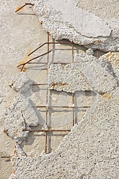 Old reinforced concrete structure without concrete cover protection due oxidation