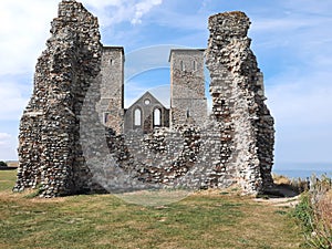 A close up of the remains of Reculver Church photo