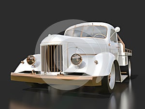 Old restored pickup. Pick-up in the style of hot rod. 3d illustration. White car on a black background. photo