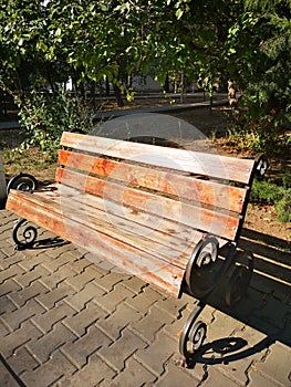 Old retro bench in the summer park
