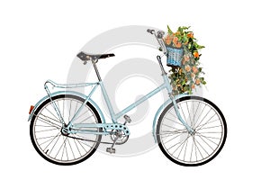 Old retro bicycle with flowers