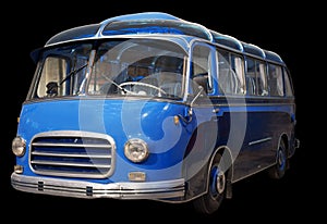 Old retro blue bus.