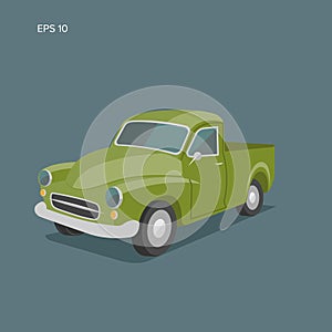 Old retro farmer pickup truck vector illustration icon.