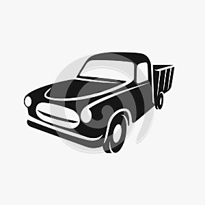 Old retro farmer pickup truck vector illustration icon.