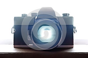Old Retro Film Camera Closeup with backlight