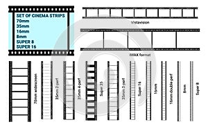 Old retro film strip frame set.