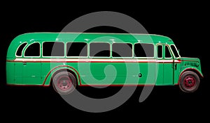 Old retro green bus.