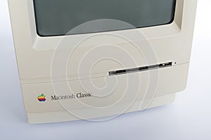An old retro Macintosh Classic personal computer from 1990s