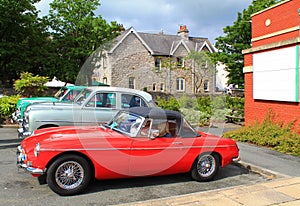 Old retro nostalgic red sports car