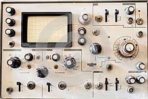 Old retro oscilloscope. Rare Control Panel