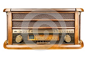 Old retro radio on white