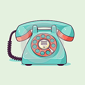 Old retro rotary dial telephone icon. Vintage phone isolated. Vector illustration