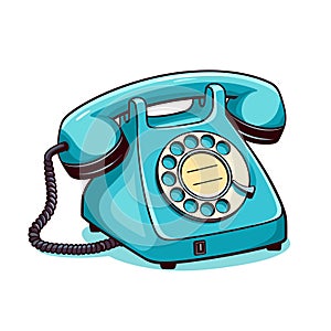 Old retro rotary dial telephone icon. Vintage phone isolated. Vector illustration