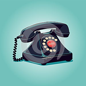 Old retro rotary dial telephone icon. Vintage phone isolated. Vector illustration