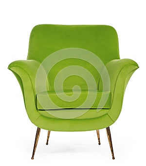 Old retro sixties style chair in bright green