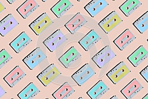 Old retro song cassettes background