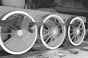 Old retro steam locomotive wheels