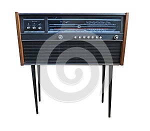 Old retro styled radio isolated on white