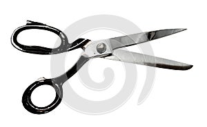 Old retro tailor`s scissors on a white background. Scissors for the work of a seamstress or fashion designer