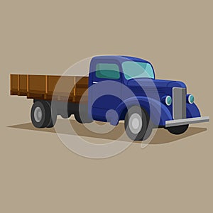 Old retro truck vector illustration. Vintage transport vehicle