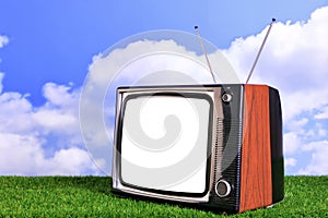 Old retro TV outdoors