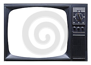 Old retro tv set on white background