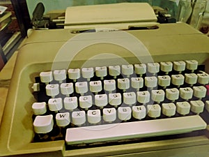 Old retro typewriter, writing machine - old photo, vintage style effect