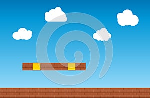 Old retro video game background. Classic retro style game design scenery photo