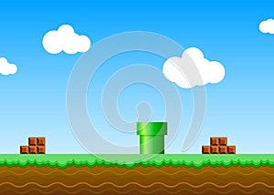 Old retro video game background. Vector