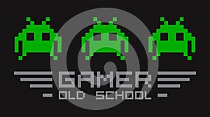 Old retro video gamer t-shirt template for print