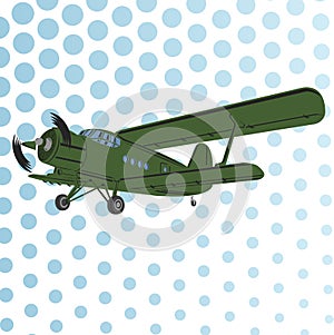 Old retro vintage piston engine biplane airliner. Vector illustration.