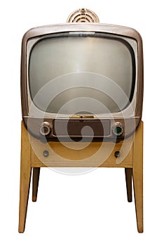 Old Retro Vintage TV Console Set, Fifties Isolated photo