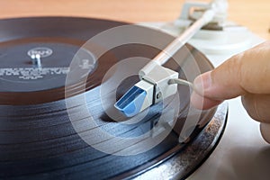 Old retro Vinyl record player.turntable