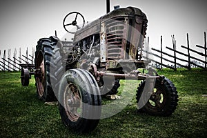 Old retro wheeled tractor