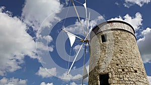 Old Rhodes windmills, Greece time lapse