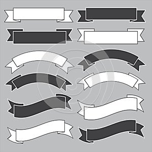 Old ribbon banner ,black and white.