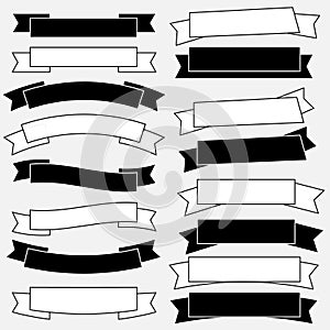 Old ribbon banner black and white