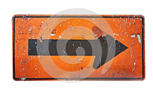 Old ,rip off and rusty arrow sign on isolated white background