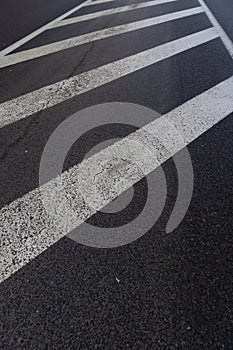 old road markings on the highway in winter