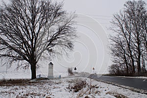 Old roadside shrine in the winter