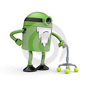 Old robot with a crutch