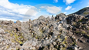 old rocks on slope at Laugahraun lava field